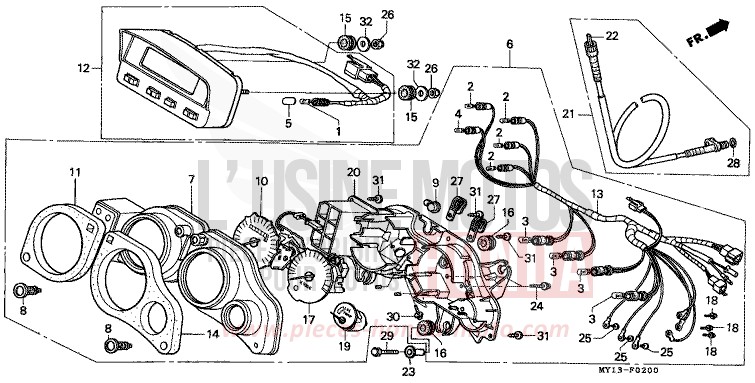 METER for Africa Twin 750 NOIR (NH1) from 1996